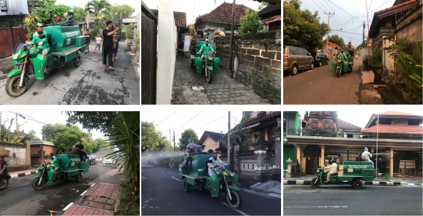 Penyemprotan Disinefktan di Wilayah Desa Dangin Puri Kauh